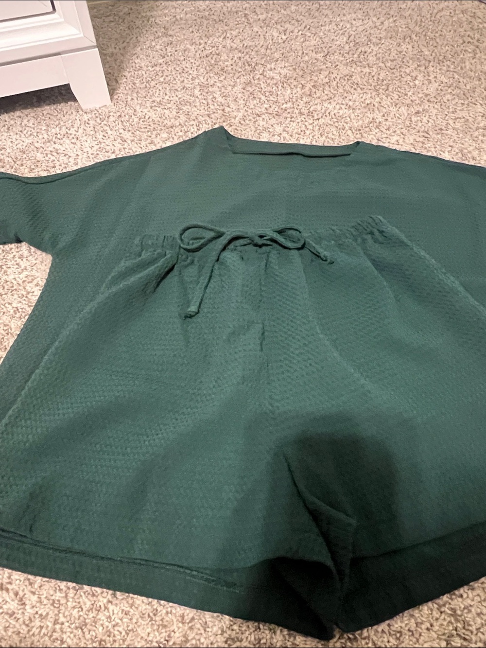 SHEIN Dark Green Textured Knit Set